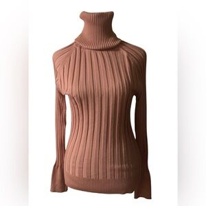 Melrose Women Chic Elegant Ribbed Turtleneck Neck Sweater - Pink M